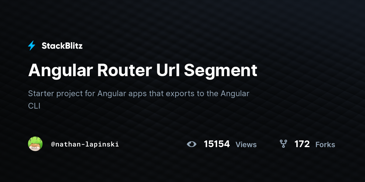 Angular Router Url Segment StackBlitz