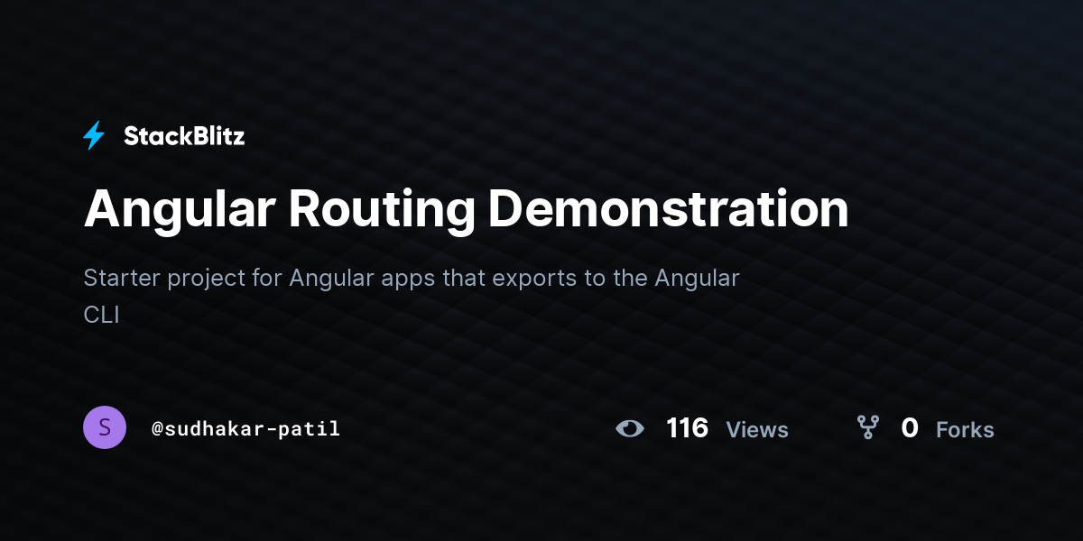 Angular Routing Demonstration - StackBlitz