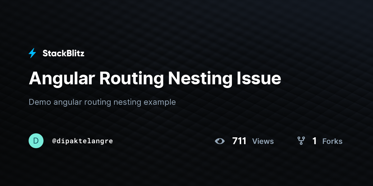 Angular Routing Nesting Issue - StackBlitz