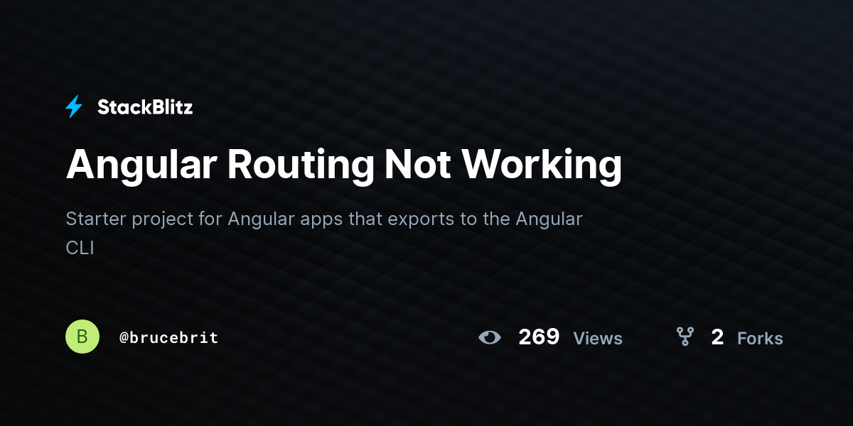 Angular Routing Not Working - StackBlitz