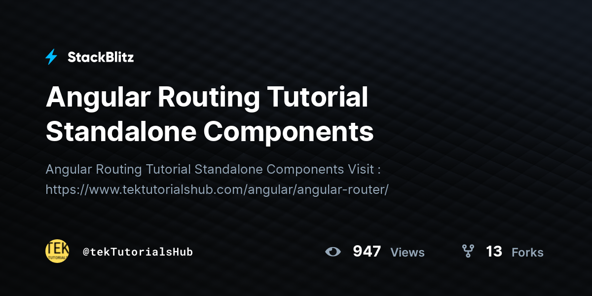Angular Routing Tutorial Standalone Components - StackBlitz