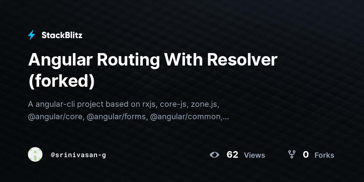 Angular Routing With Resolver (forked) - StackBlitz