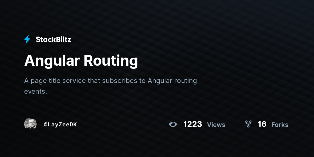 Angular Routing - StackBlitz