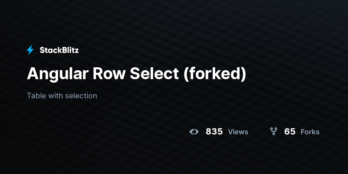 Angular Row Select (forked) - StackBlitz