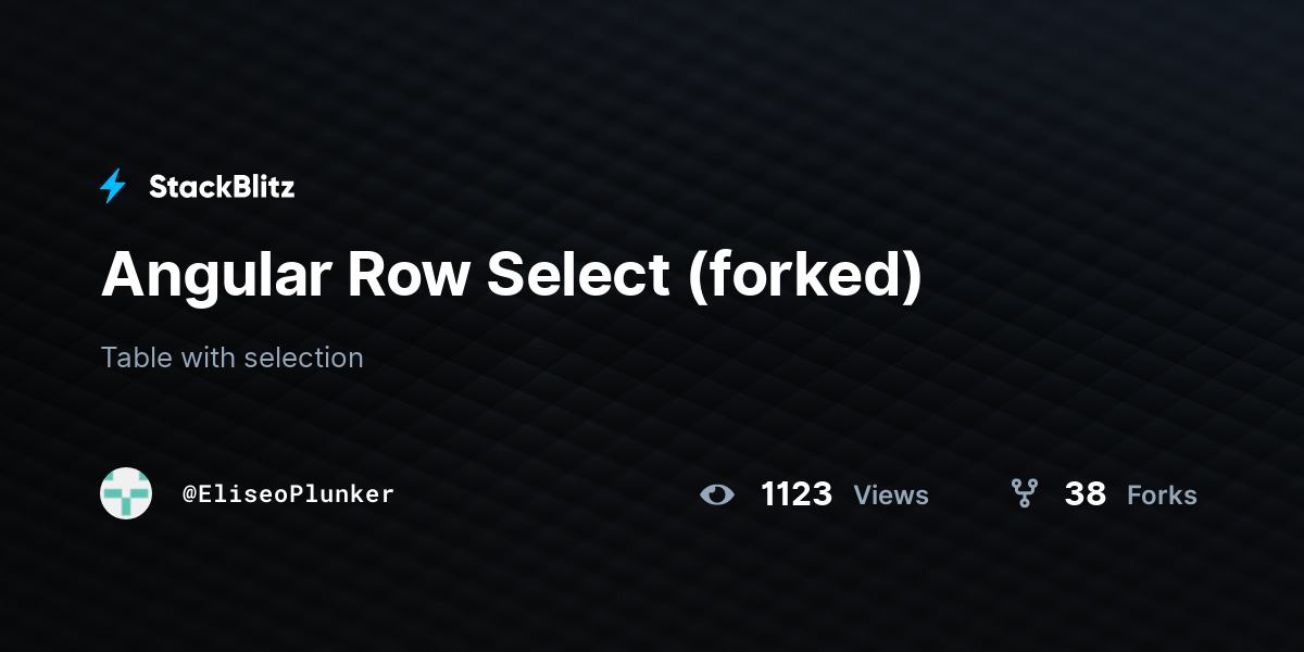 Angular Row Select (forked) - StackBlitz