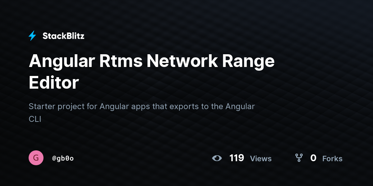 Angular Rtms Network Range Editor - StackBlitz