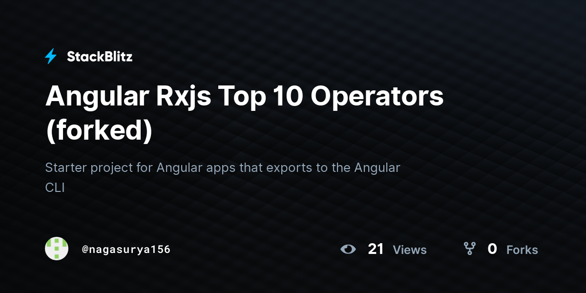 Angular Rxjs Top 10 Operators (forked) - StackBlitz