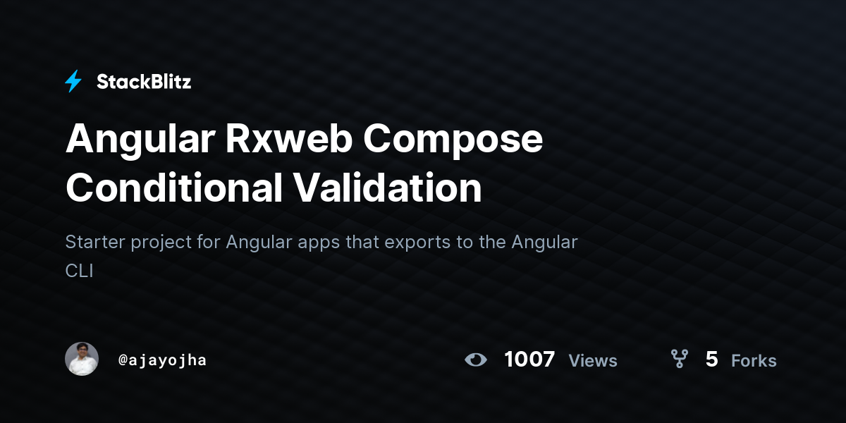 Angular Rxweb Compose Conditional Validation - StackBlitz
