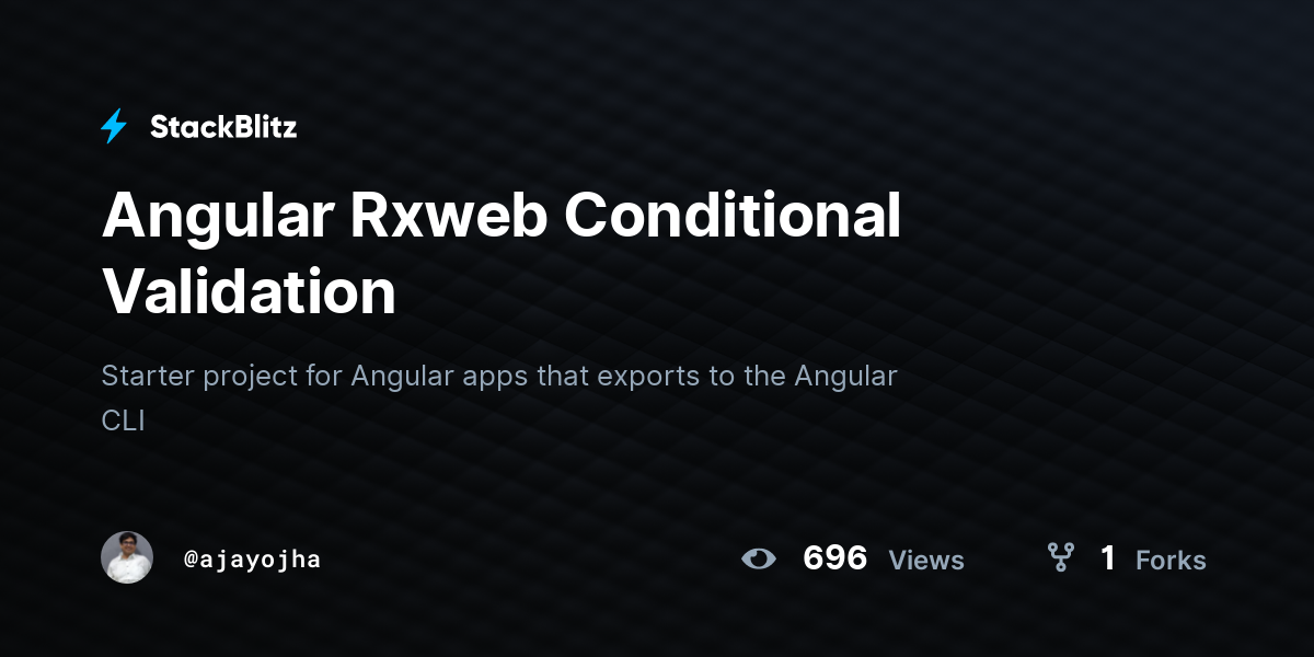Angular Rxweb Conditional Validation - StackBlitz