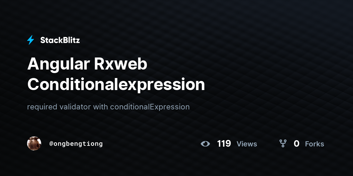 Angular Rxweb Conditionalexpression - StackBlitz