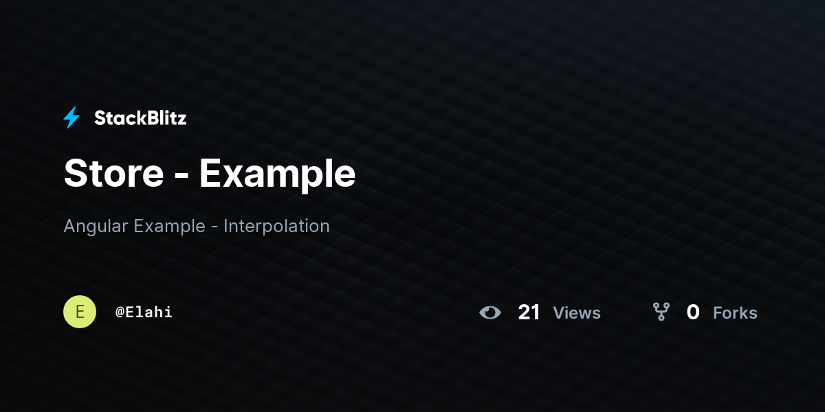 Store - Example - StackBlitz