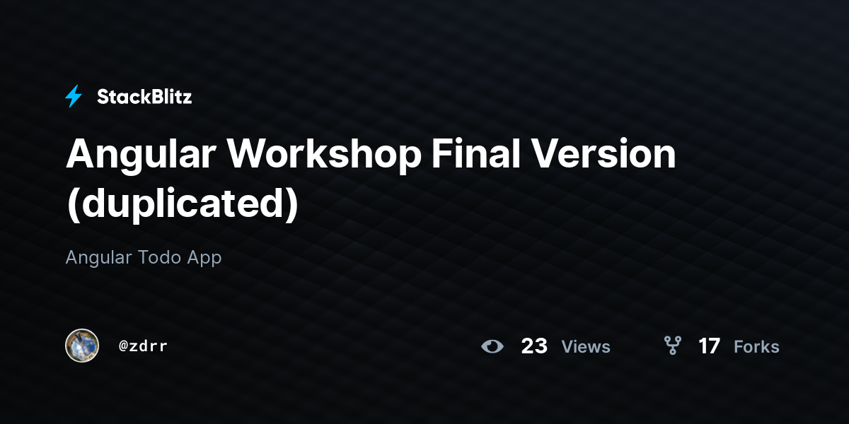 Angular Workshop Final Version (duplicated) - StackBlitz