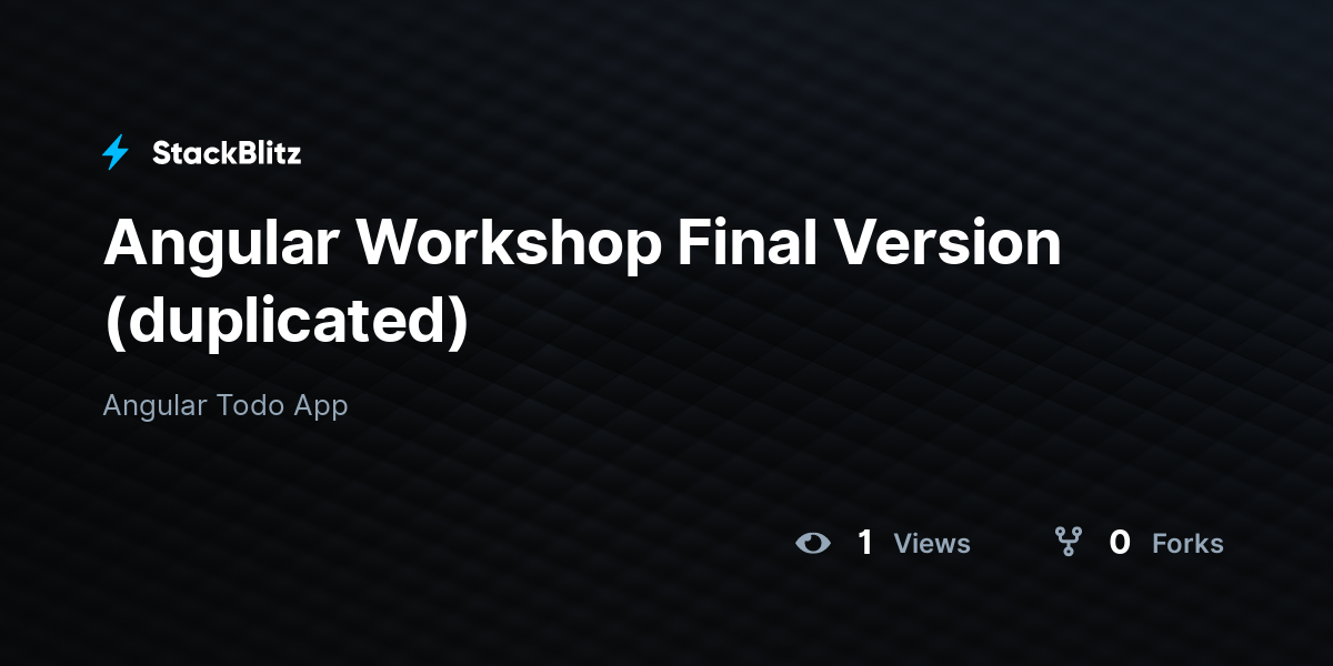 Angular Workshop Final Version (duplicated) - StackBlitz
