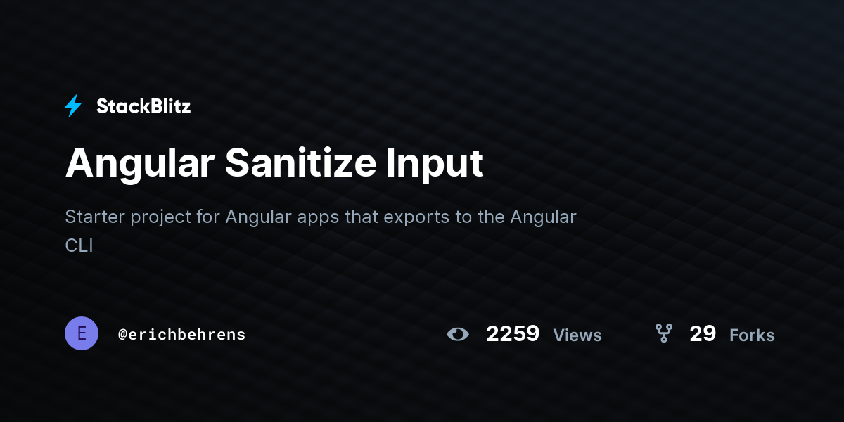 Angular Sanitize Input - StackBlitz