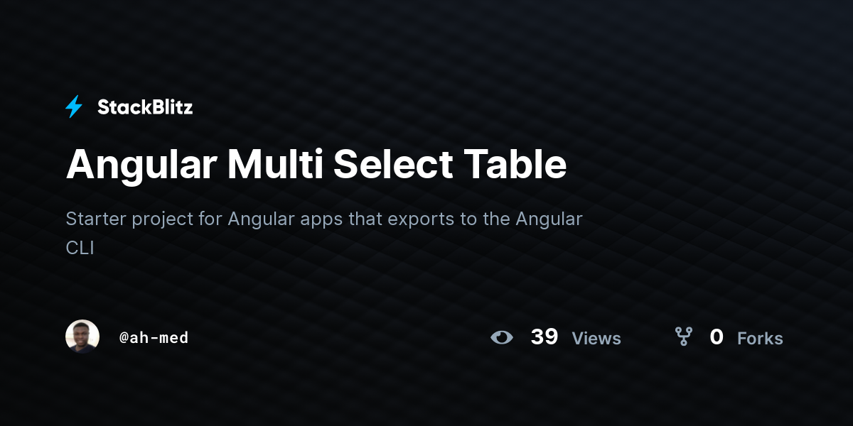 Angular Multi Select Table - StackBlitz
