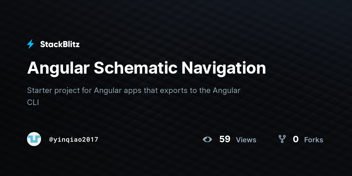 Angular Schematic Navigation - StackBlitz