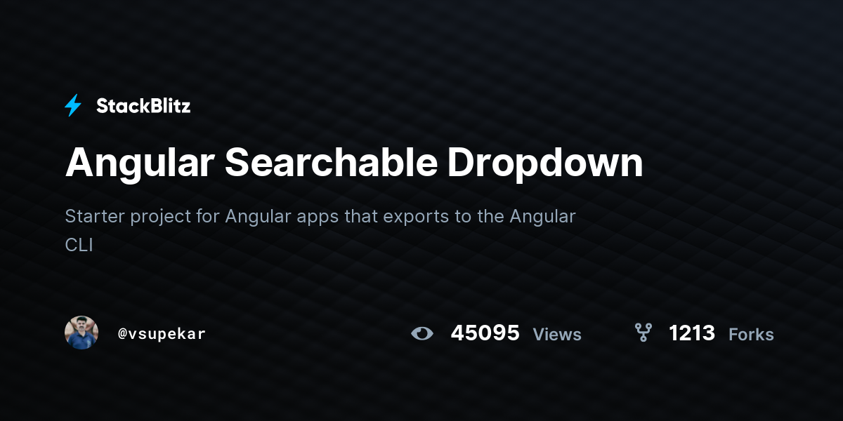 Angular Searchable Dropdown - StackBlitz