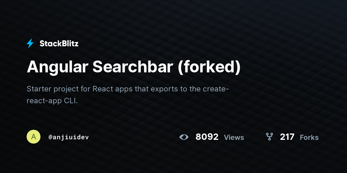 Angular Searchbar (forked) - StackBlitz