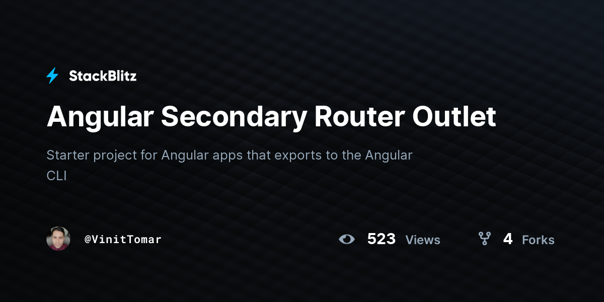 Angular Secondary Router Outlet - StackBlitz