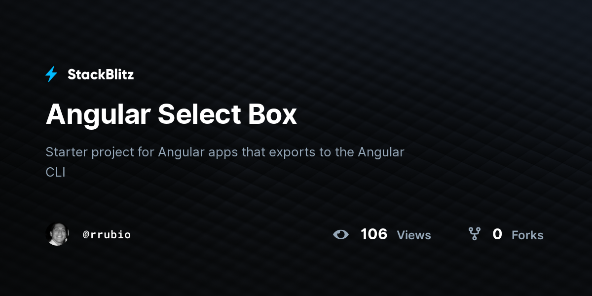 Angular Select Box - StackBlitz