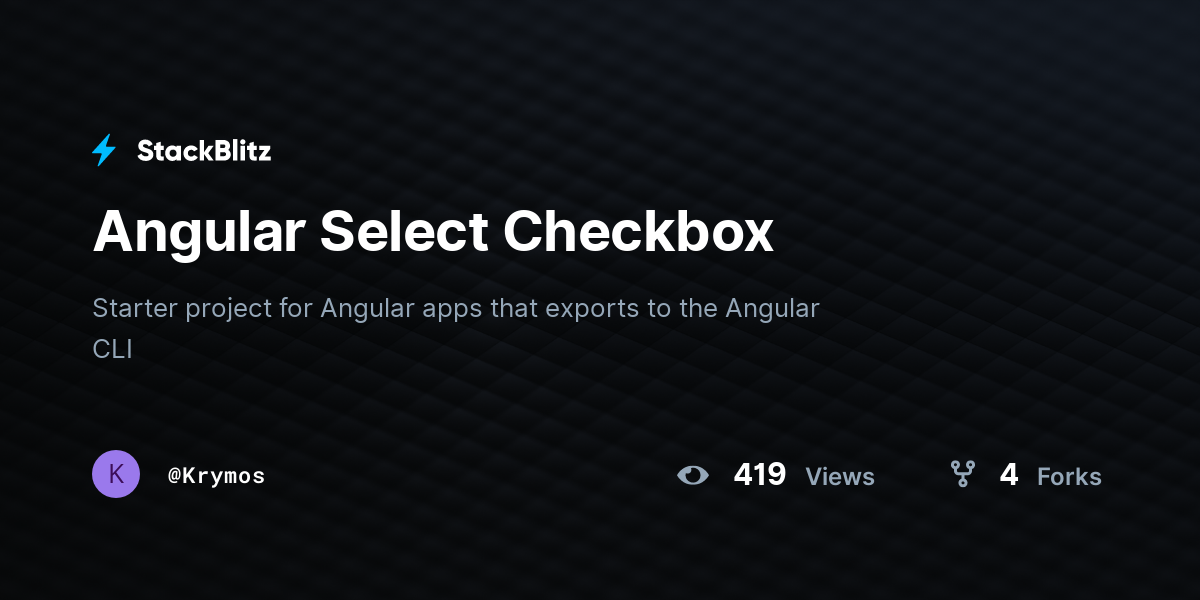 Angular Select Checkbox - StackBlitz