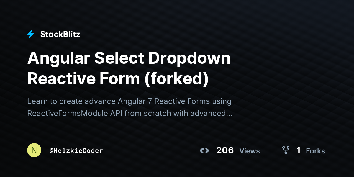 Angular Select Dropdown Reactive Form (forked) - StackBlitz