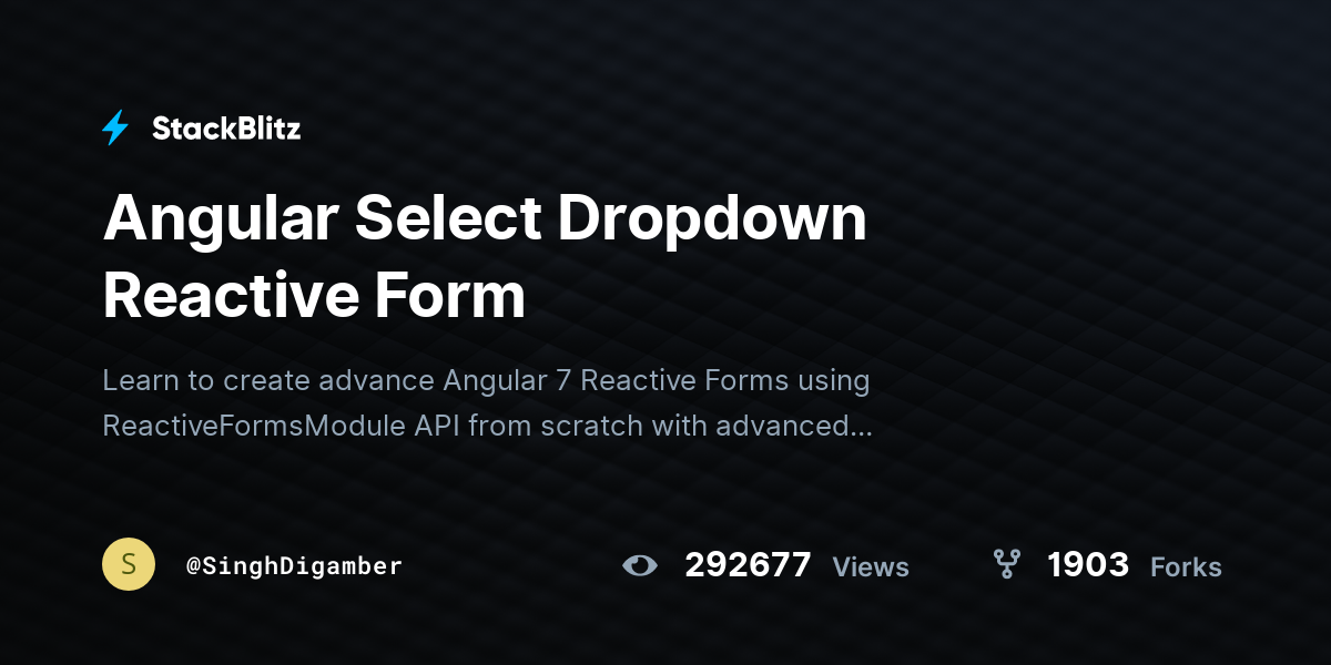 Angular Select Dropdown Reactive Form - StackBlitz