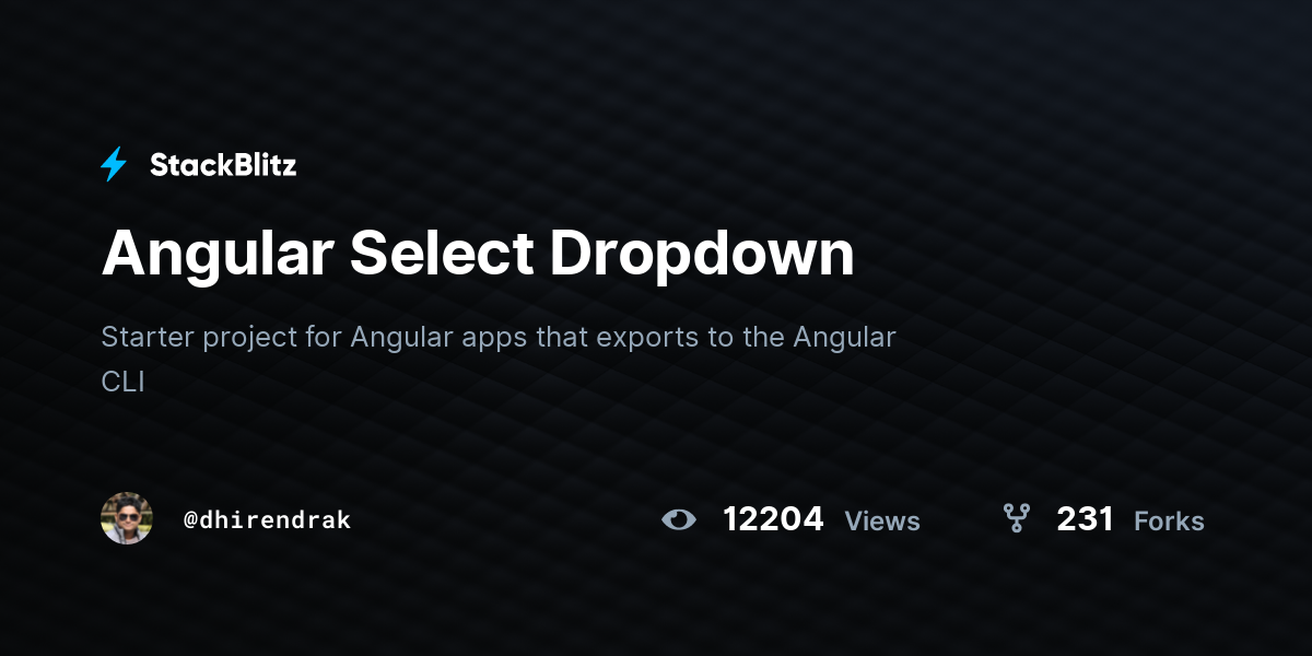 Angular Select Dropdown - StackBlitz