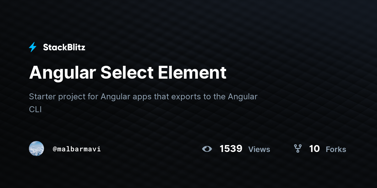 Angular Select Element - StackBlitz