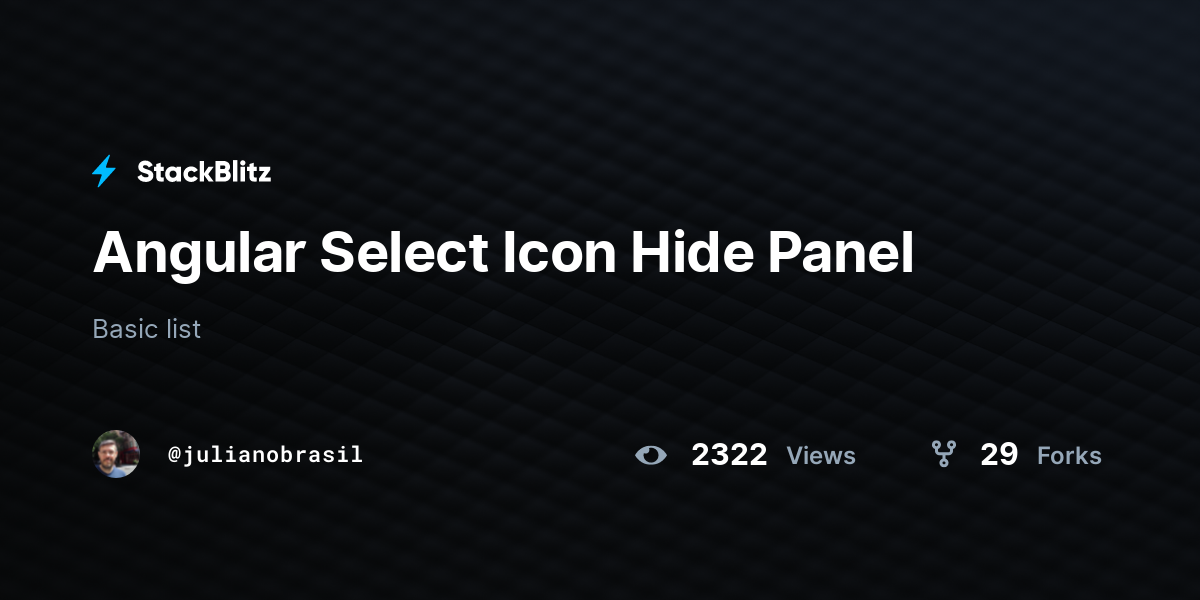 Angular Select Icon Hide Panel - StackBlitz