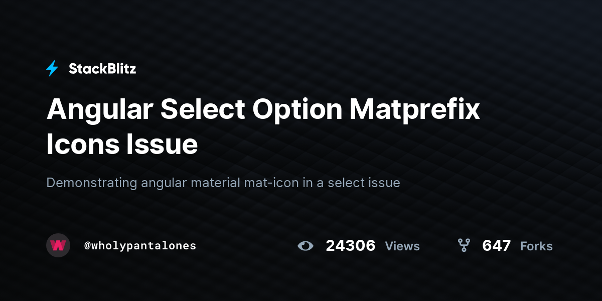 Angular Select Option Matprefix Icons Issue - StackBlitz