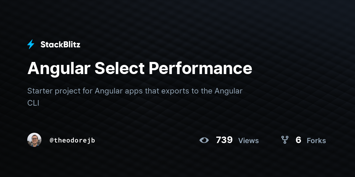 Angular Select Performance - StackBlitz