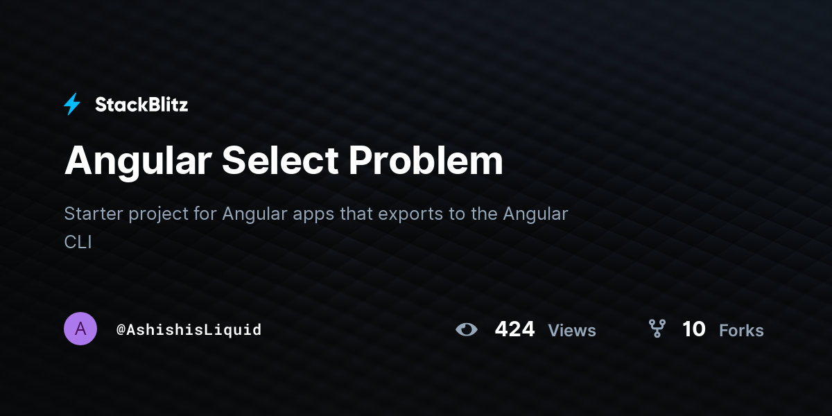 Angular Select Problem - StackBlitz