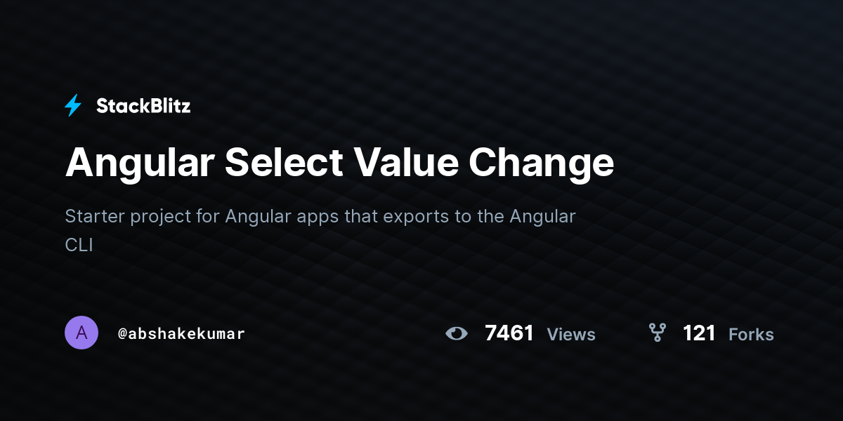 Angular Select Value Change - StackBlitz