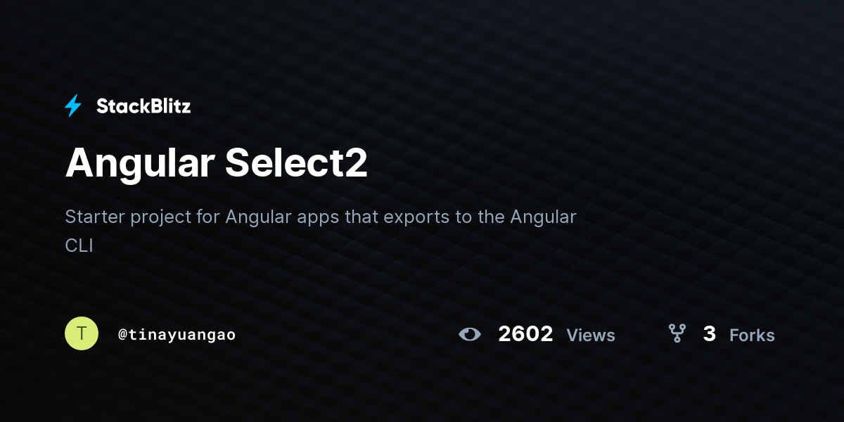 Angular Select2 - StackBlitz