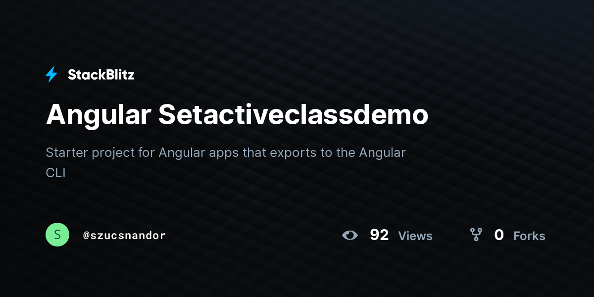 Angular Setactiveclassdemo - StackBlitz