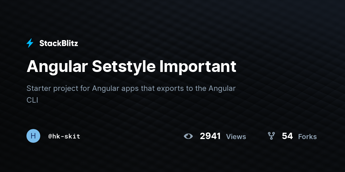 Angular Setstyle Important - StackBlitz