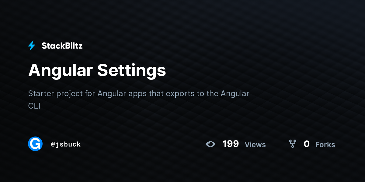Angular Settings - StackBlitz