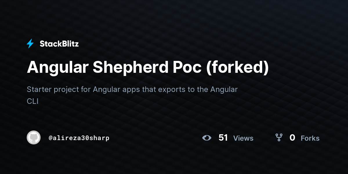 Angular Shepherd Poc (forked) - StackBlitz