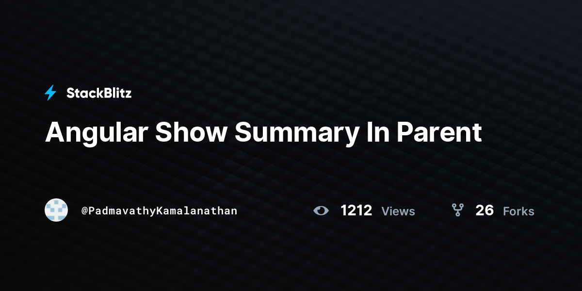 Angular Show Summary In Parent - StackBlitz