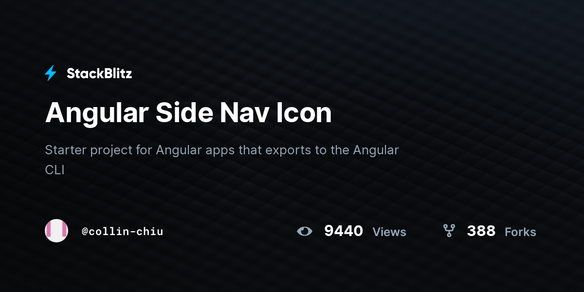 Angular Side Nav Icon StackBlitz