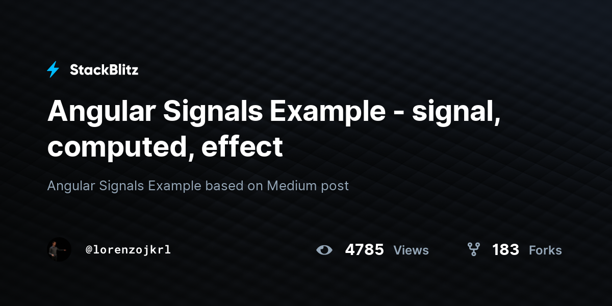 Angular Signals Example - signal, computed, effect - StackBlitz