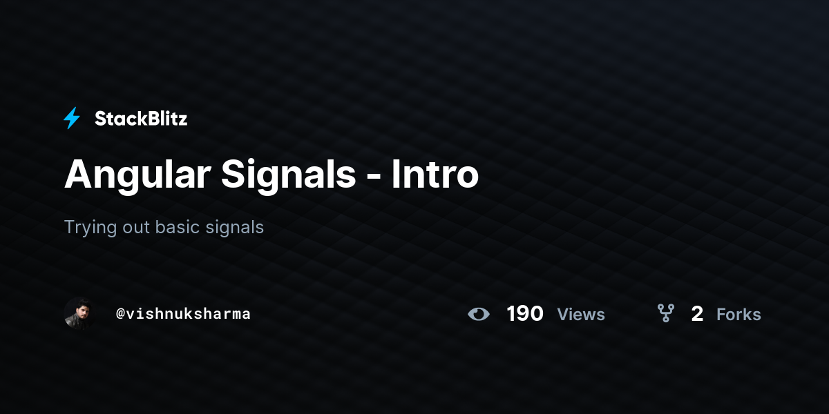 Angular Signals - Intro - StackBlitz
