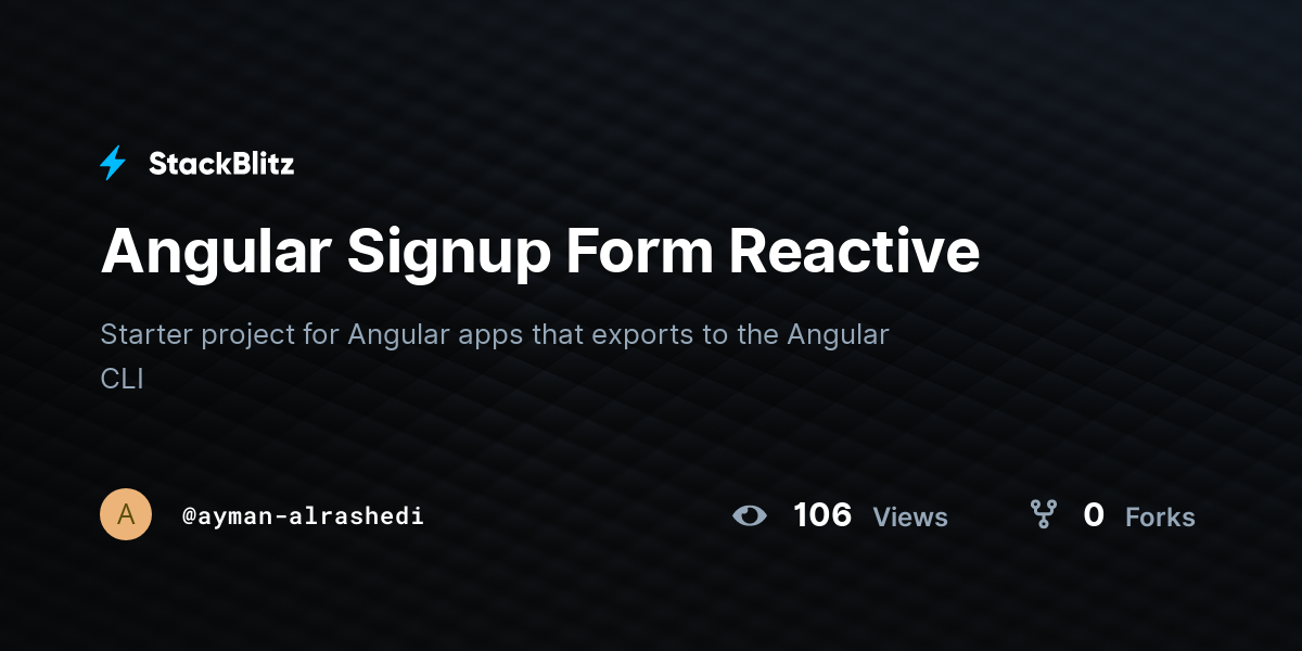 Angular Signup Form Reactive - StackBlitz