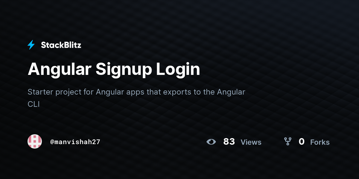 Angular Signup Login - StackBlitz