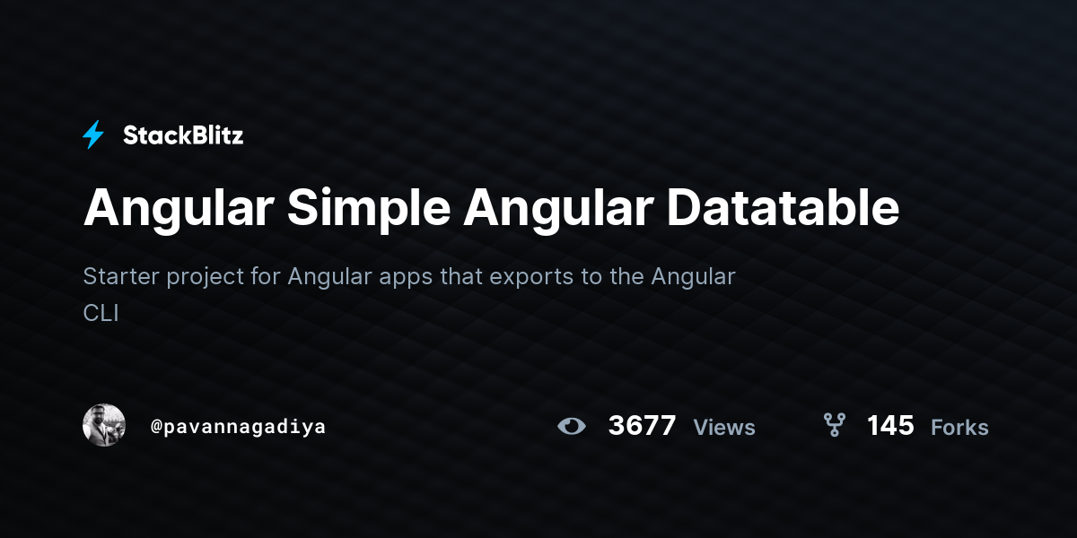 Angular Simple Angular Datatable - StackBlitz