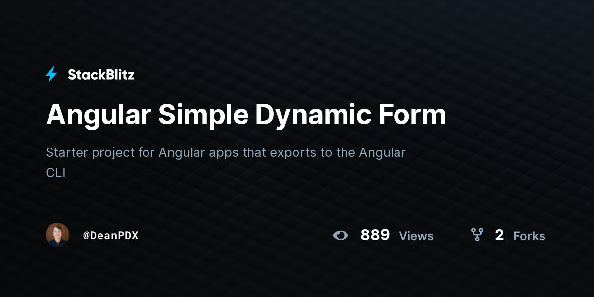 Angular Simple Dynamic Form - StackBlitz