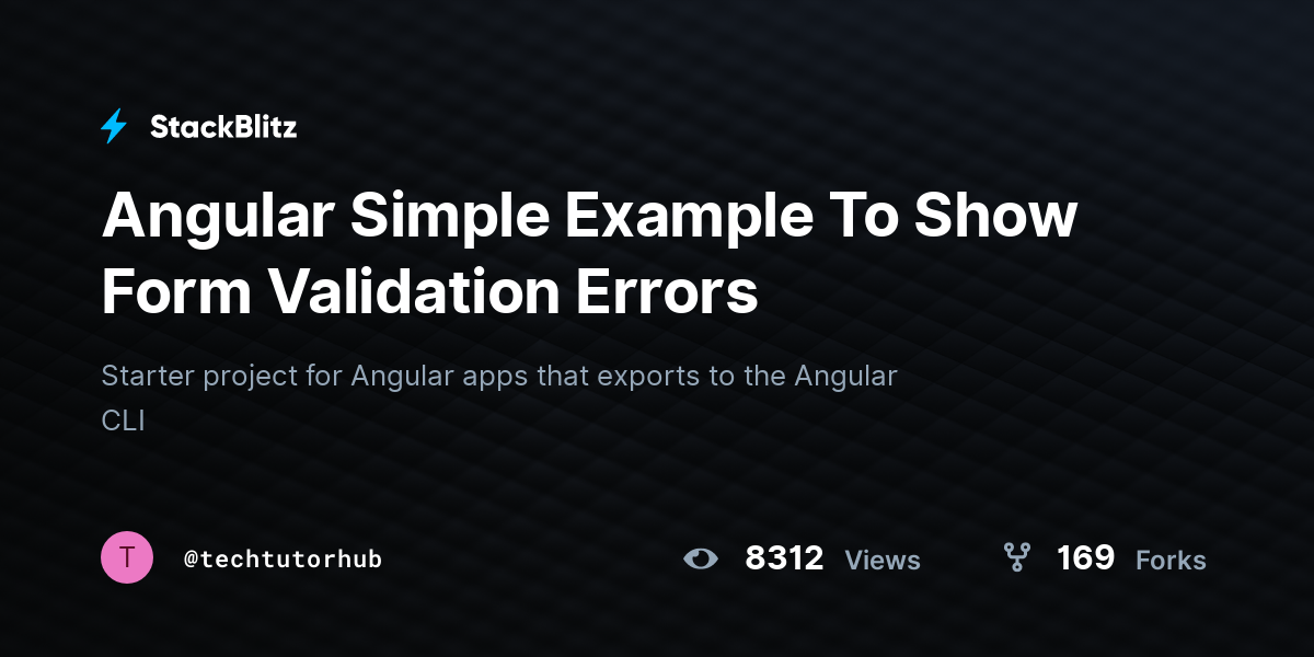 simple form validation in angular stackblitz