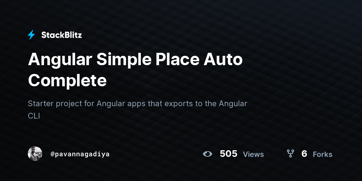 Angular Simple Place Auto Complete - StackBlitz