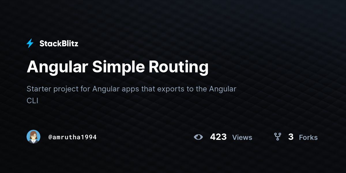 Angular Simple Routing - StackBlitz